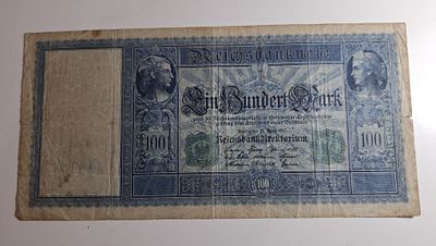 שטר 100 מארק גרמני *ירוק* 1910. משומש