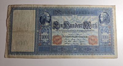 שטר 100 מארק אימפריה גרמנית 1910 *אדום*.משומש
