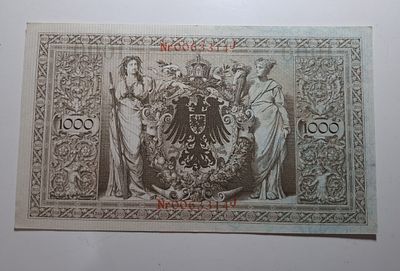 שטר 1000 מארק רייכסבאנק 1910/ XF שטר גדול