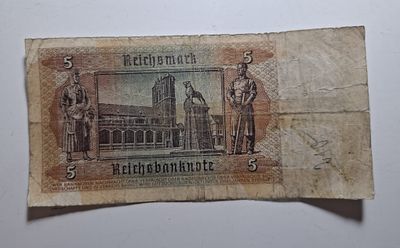 שטר 5 רייכסמארק גרמני 1942,הונפק במהלך מלחמת העולם ה-2