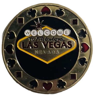 מטבע אספנות מוזהב צבעוני LAS VEGAS בדוגמת ז'יטון מזל. PokerStrategy.com