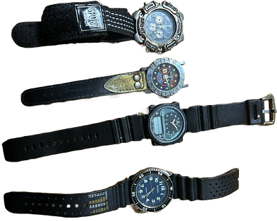 לוט 4 שעוני יד - TIMEX, PAMA, CONDOR & BOY LONDON. לא נבדק מצב עבודה. נמכרים AS-IS