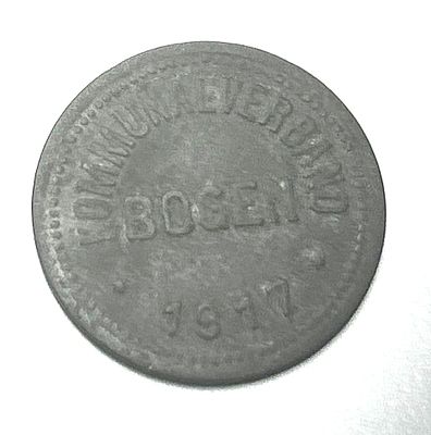 לא מצוי.אסימון חירום גרמני (Notgeld) משנת 1917, שהונפק על ידי איגוד הערים בּוֹגֶן (Bogen). XF