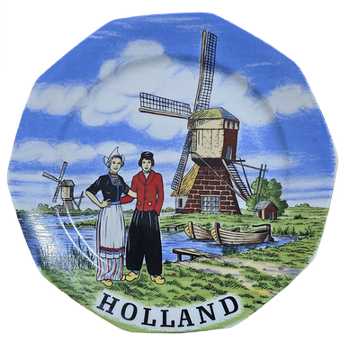 צלחת נוי פורצלן וינטג' לתלייה - Holland | Royal Schwabap | חתום. קוטר 24 ס"מ. צלחת נוי וינטג' 