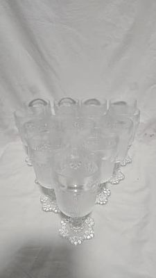 סט 14 כוסות זכוכית וינטג’ - דוגמת “בועות” (Bubble Glass / Coin Dot Pattern) - רטרו סטייל. סט 14 