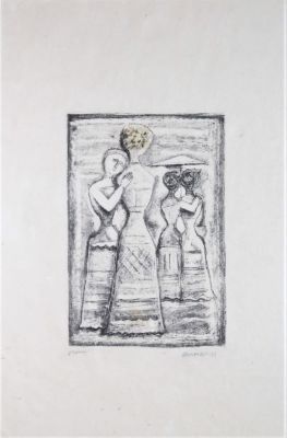 Massimo Campigli (1895-1971). "Gelosia", litografia, cm 49x33.5, eseguita nel 1944, firmata, es. 