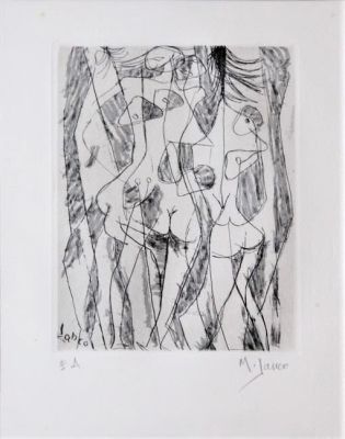 Marcel Janco (1895-1969). "senza titolo", acquaforte ad un colore, cm 11x14.5, su foglio cm 