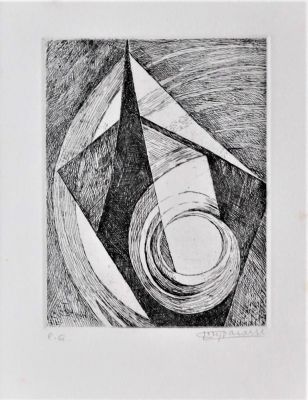 Joseph Lacasse (1894-1975). "senza titolo", acquaforte ad un colore, cm 11x14.5 su foglio cm 