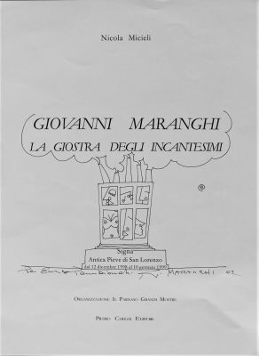 Giovanni Maranghi (1955). "La giostra degli incantesimi", disegno a china su carta, cm 28x25.5 