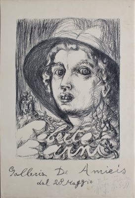 Roberto Barni (1939). "senza titolo", manifesto in litografia, cm 70x48, firma e dedica 