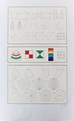 Lucio Del Pezzo (1933-2020). "senza titolo", serigrafia, cm 90x56, firma, es. 115/150