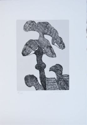 Remo Brindisi (1918-1996). "senza titolo", acquaforte su carta, cm 20x14,5, su foglio cm 35x25 