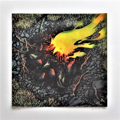 Piero Gilardi (1942). "senza titolo", serigrafia su carta floccata, cm 50x50, firma, es 23/80 