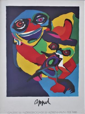 Karel Appel (1921-2006). "Appel", manifesto, cm 89x63, eseguito nel 1986
