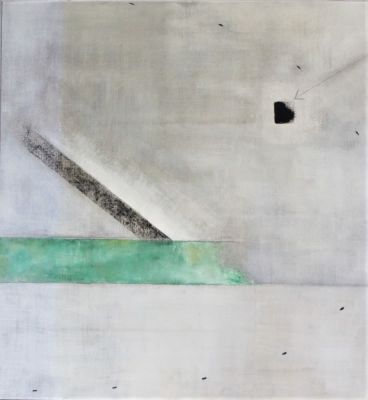 Donato Colamartino (1930). "Situazione spaziale", olio su tela, cm 65x60, firma, eseguito nel 