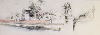 Walter Piacesi (1929). "Villa Scheriman Widmann Foscari", tecnica mista su carta, cm 27x73 