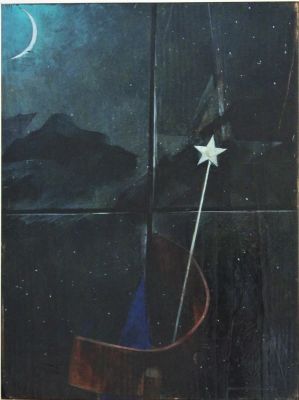 Andrea Pagnacco (1937). "senza titolo", olio su tavola, cm 43x33, firma, l'opera &egrave; accompagnata 