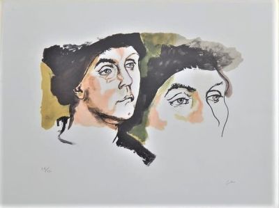 Renato Guttuso (1911-1987). "senza titolo", litografia, cm 47x61, es. 16/150, firma, in cornice