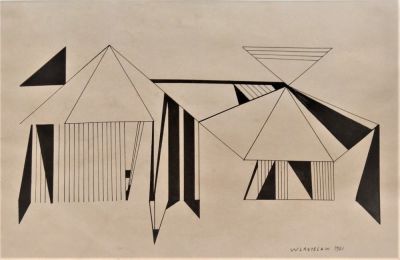 Anatol Wladslaw (1913-2004). "composicao concreta", china su carta, cm 22x29, firma