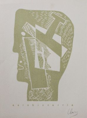 Marcello Claris (1897-1949). "Aerobizzarria", litografia, cm 19x14, firma