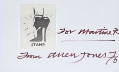 Allen Jones (1937). "senza titolo", collage, cm 8x12,5 firma e dedica, eseguito nel 1976, prov. 