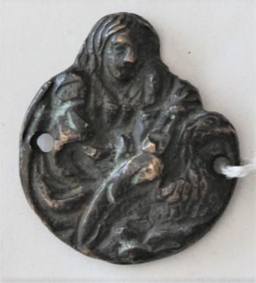 Bronzetto. "Madonna", bronzetto del XVII secolo, cm 37x34x15 mm