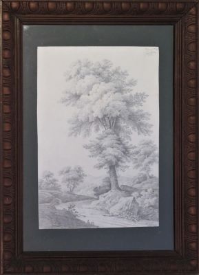 Autore Sconosciuto. "senza titolo", matita su carta, cm 42x28, firma, fine 800', in cornice