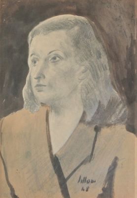 Umberto Lilloni (1898-1980). "senza titolo", tecnica mista su carta, cm 24x17, firma, eseguito 