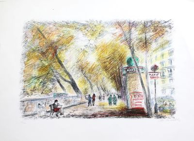 Michele Cascella (1892-1989). "senza titolo", litografia, cm 49.5x69.5, es. VIII / XXV, firma