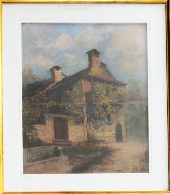 Angelo Pellanda. "senza titolo", olio su carta, cm 45x38, firma, in cornice