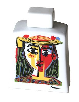 Pablo Picasso (1881-1973). "buste de femme au chapeau &agrave; pompons", bottiglietta in ceramica per 