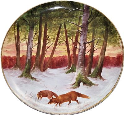 Autore Sconosciuto. "senza titolo", piatto in ceramica smaltata, diametro cm 42, firma al retro 