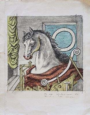 Giorgio De Chirico (1888-1978). "L'alfabeto", riproduzione fotolitografica ediz. Bolaffiarte 