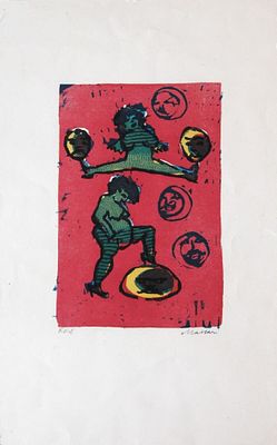 Mino Maccari (1898-1989). "senza titolo", litografia, foglio cm 40x25, firma, es. P.d.A.