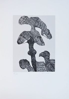 Remo Brindisi (1918-1996). "senza titolo", acquaforte su carta, cm 20x14,5, su foglio cm 35x25 