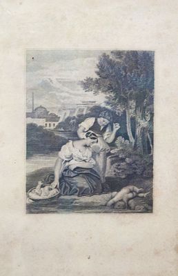 Ignoto. "senza titolo", vecchia stampa dell'800, foglio cm 25x15, lastra cm 11x8, l'opera 