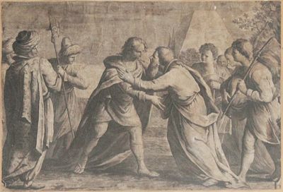 Ignoto. "senza titolo", vecchia stampa del 600' rifilata a mano, cm 32x46,