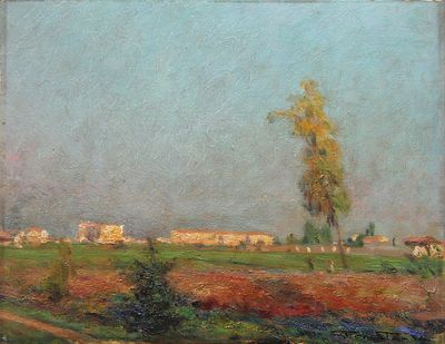 Giuseppe Ferrata. "senza titolo", olio su tavoletta, cm 36x28, firma