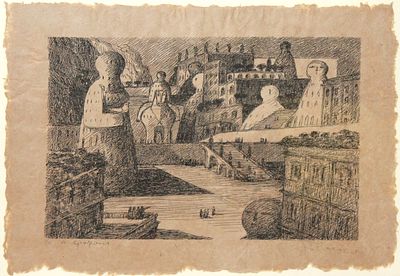 Salvatore Fiume (1915-1997). "senza titolo", litografia, cm 50x71, firma, es. S/Z, dedicata 