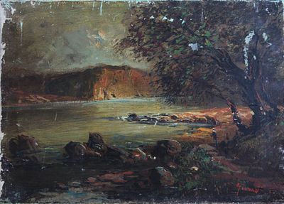 Autore Sconosciuto. "senza titolo", olio su tela, cm 70x50, firma