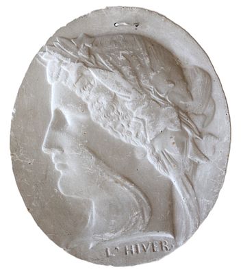 Bassorilievo. "L'hiver", bassorilievo in gesso, cm 38x32