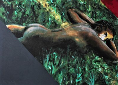 Dieter Hacker (1942). "senza titolo", litografia, cm 69x95, firma e dedica