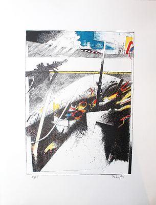 Mario Logli (1933-2020). "senza titolo", litografia, foglio cm 47x60, firma, es. 39/75