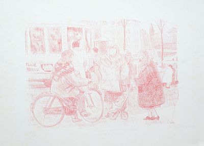 Autore sconosciuto. "senza titolo", litografia, foglio cm 70x50, firma, dedica