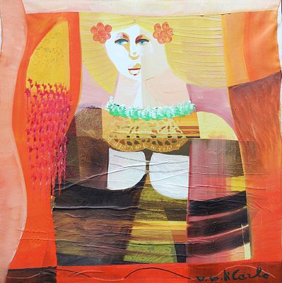 Vittorio Maria Di Carlo (1939-2015). "senza titolo", olio su tela, cm 40x40, firmato in basso a 