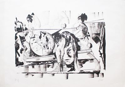 Libero Vitali (1928). "senza titolo", litografia, foglio cm 70x50, firma, es. P.A.