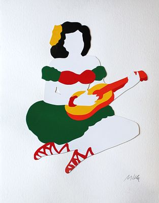 Marco Lodola (1955). "senza titolo", serigrafia fustellata, foglio cm 56x76, firma