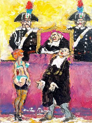 Walter Piacesi “Processino” 2016 - Walter Piacesi (1929-2022) "Processino" oil on panel, 24x18 cm 