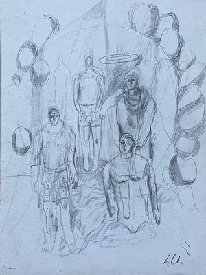 Sandro Chia “Senza titolo” - Sandro Chia (1946) "Untitled" Pencil on canvas paper, 40x30 cm. 