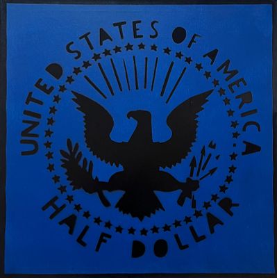 Franco Angeli “Half Dollar” ‘80 - Franco Angeli (1935-1988) "Half Dollar" '80 Spray on canvas 